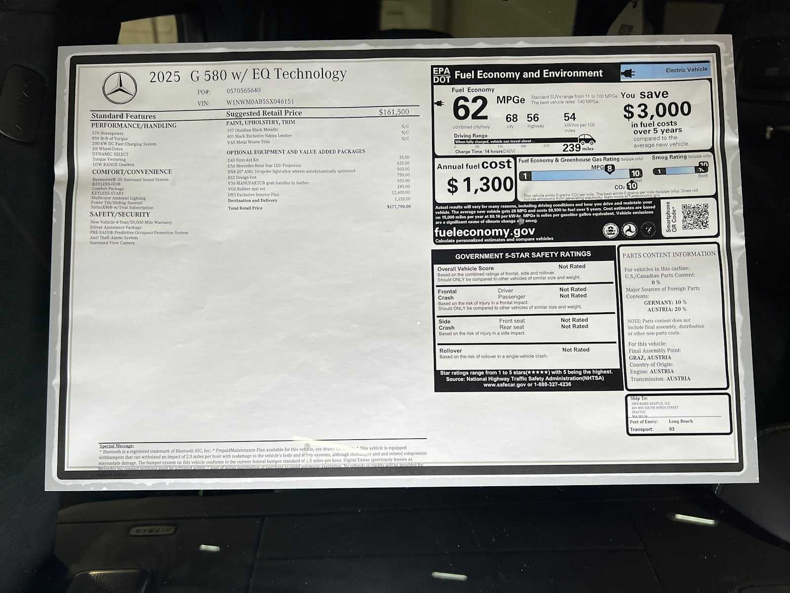 2025 Mercedes-Benz G-Class G 580e