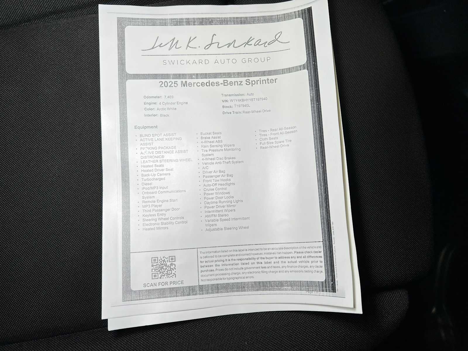 2025 Mercedes-Benz Sprinter 2500 Standard Roof I4 Diesel 144" RWD