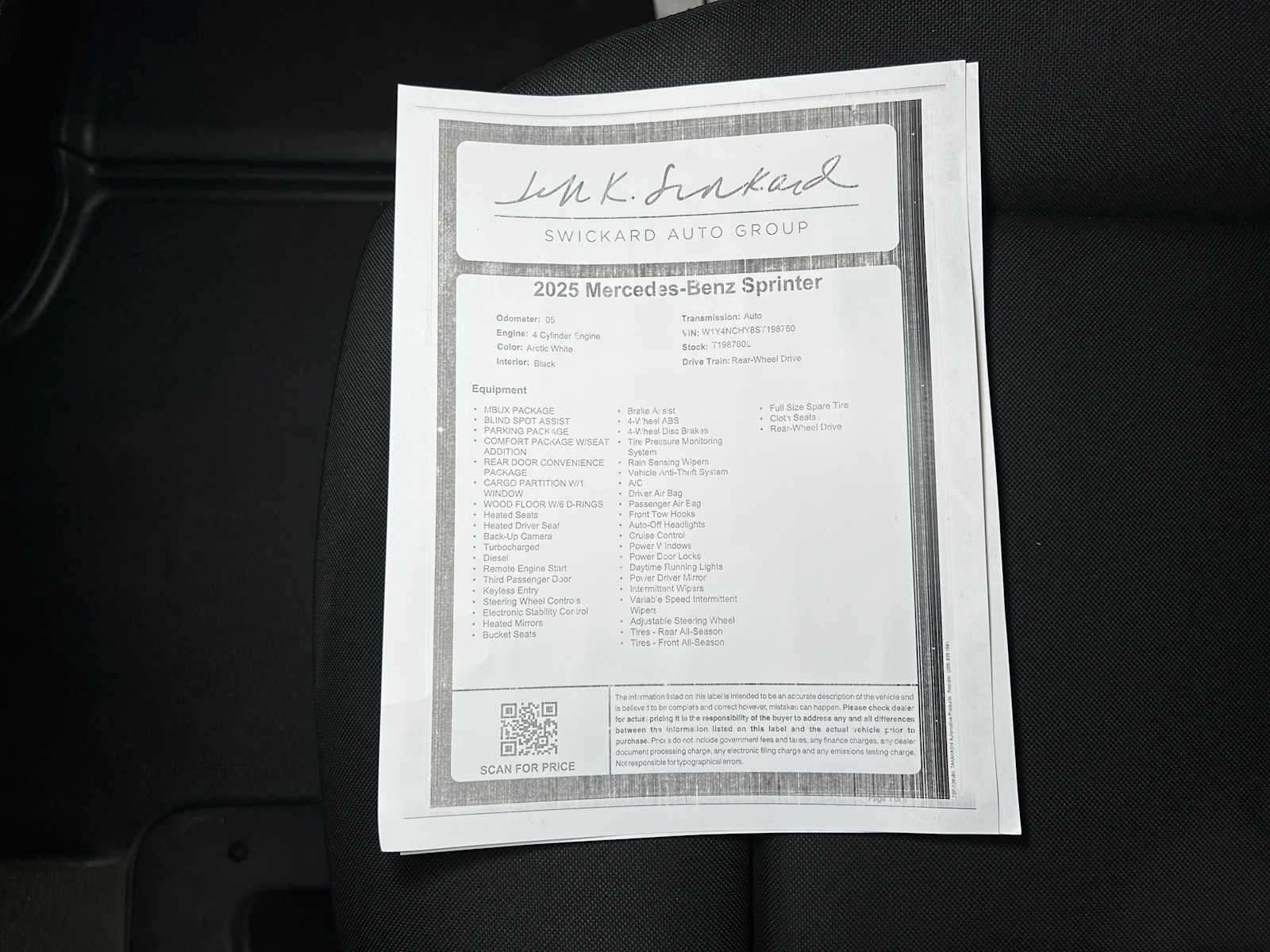 2025 Mercedes-Benz Sprinter 2500 High Roof I4 Diesel HO 170" RWD