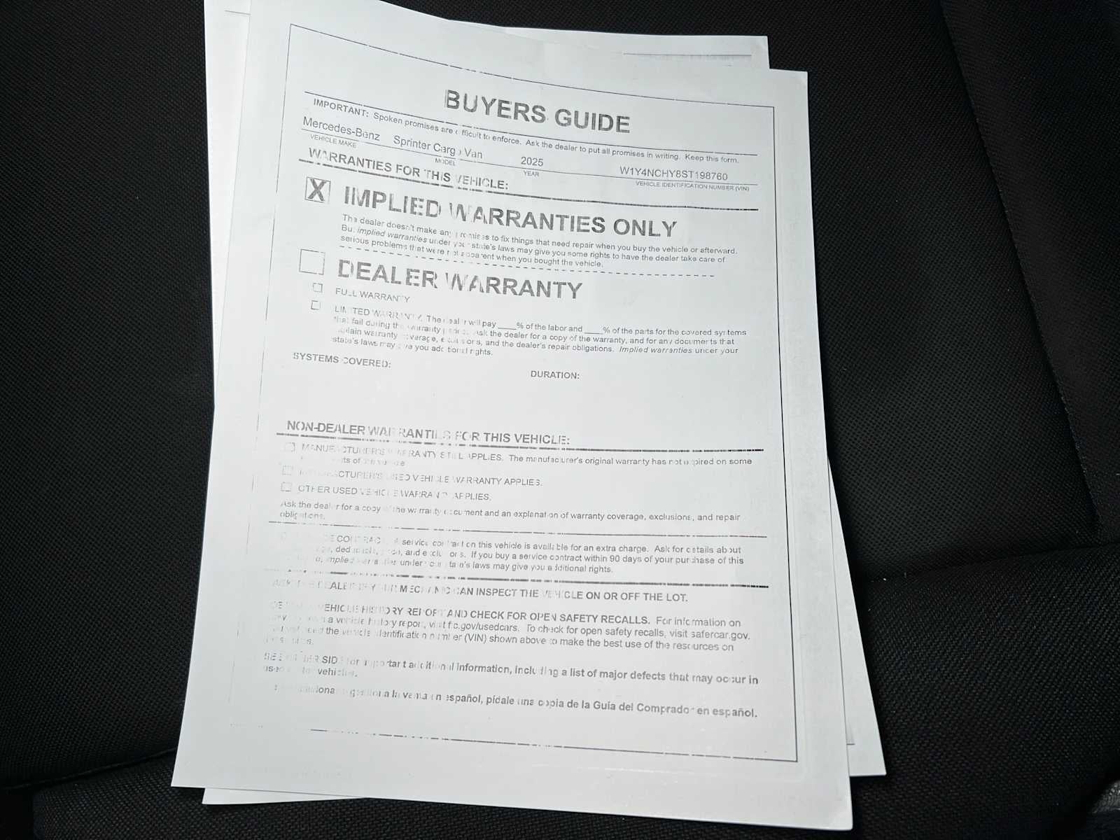 2025 Mercedes-Benz Sprinter 2500 High Roof I4 Diesel HO 170" RWD