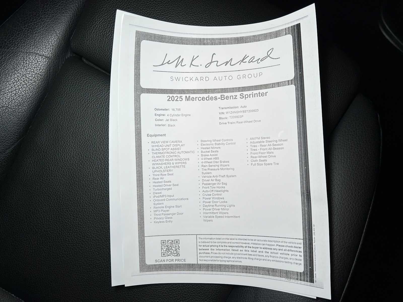 2025 Mercedes-Benz Sprinter 2500 High Roof I4 Diesel HO 170" RWD