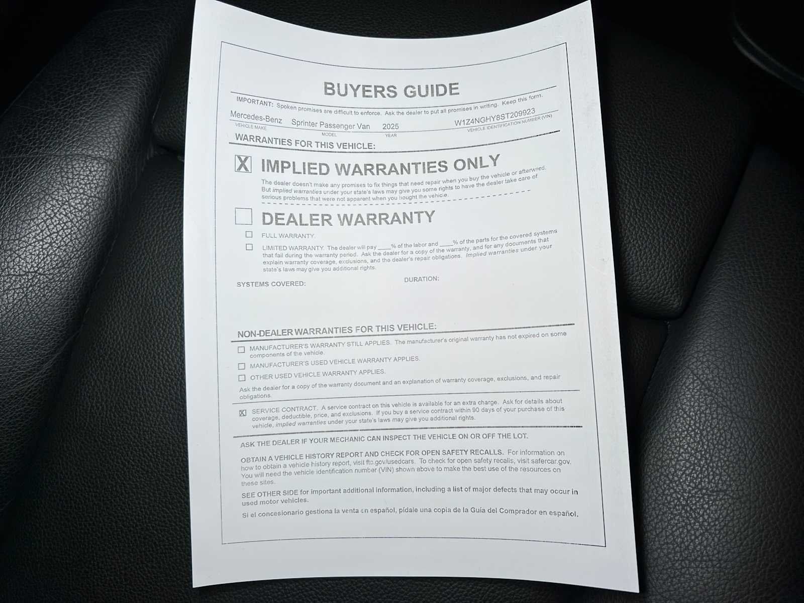 2025 Mercedes-Benz Sprinter 2500 High Roof I4 Diesel HO 170" RWD