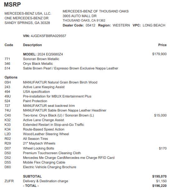 2024 Mercedes-Benz EQS Maybach EQS 680