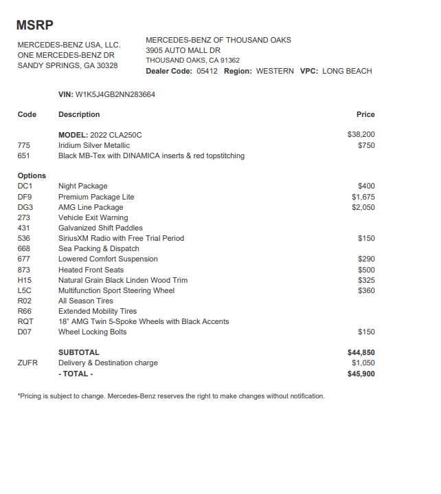 2022 Mercedes-Benz CLA 250 CLA 250