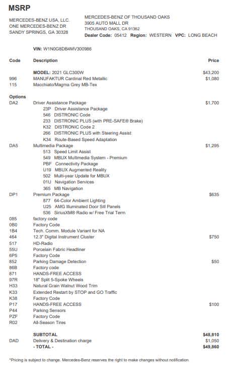 2021 Mercedes-Benz GLC GLC 300