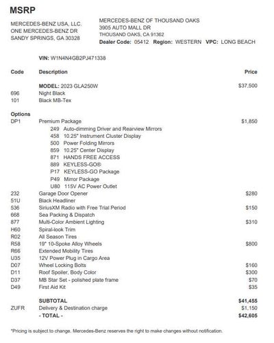 2023 Mercedes-Benz GLA GLA 250