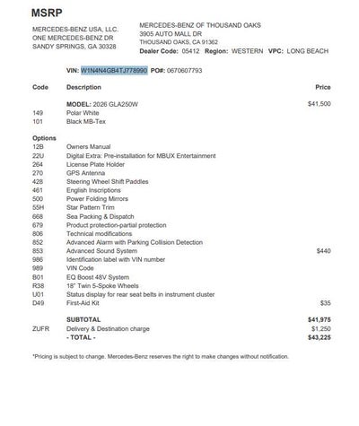 2026 Mercedes-Benz GLA 250 SUV
