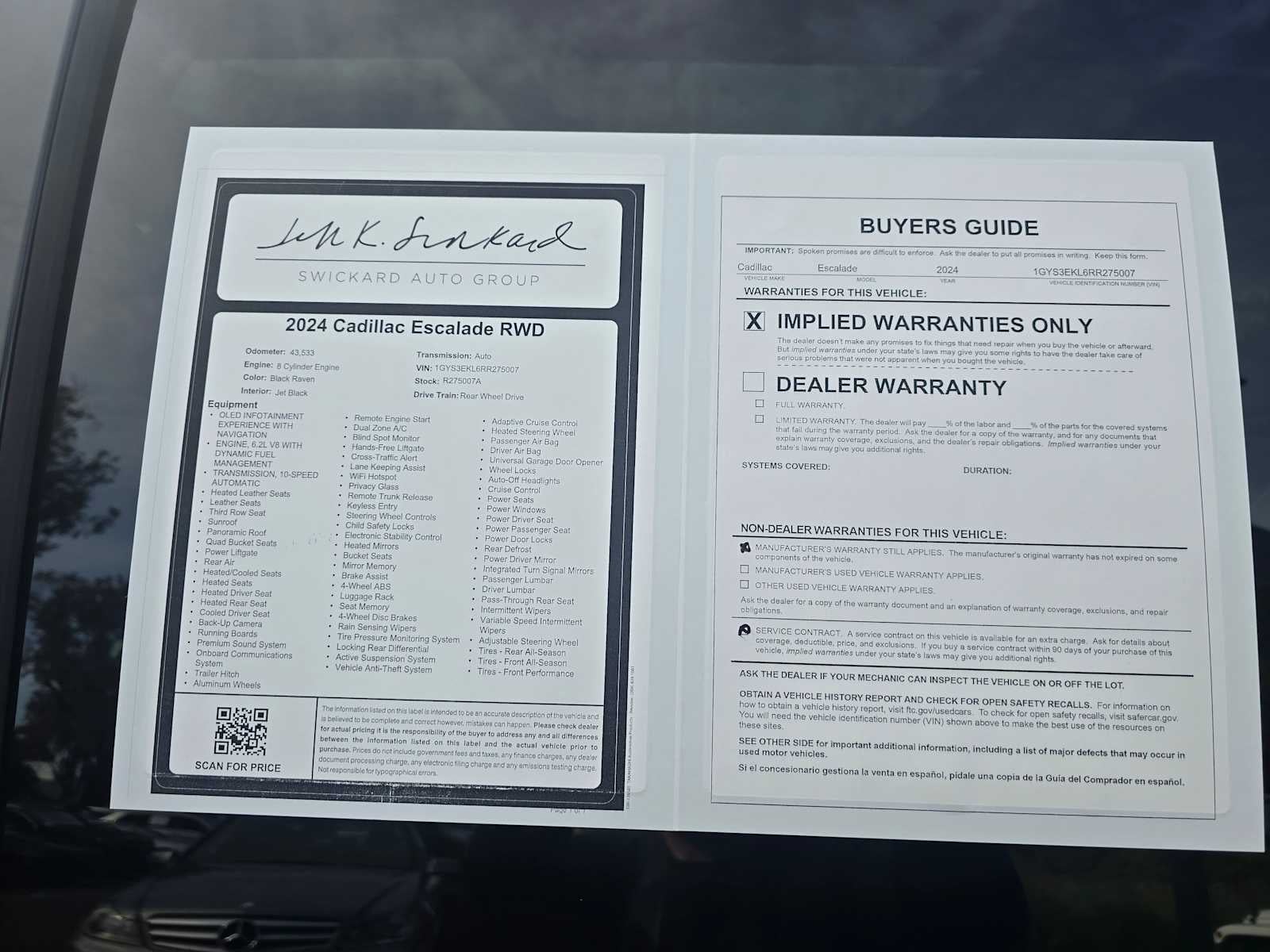 2024 Cadillac Escalade RWD Sport