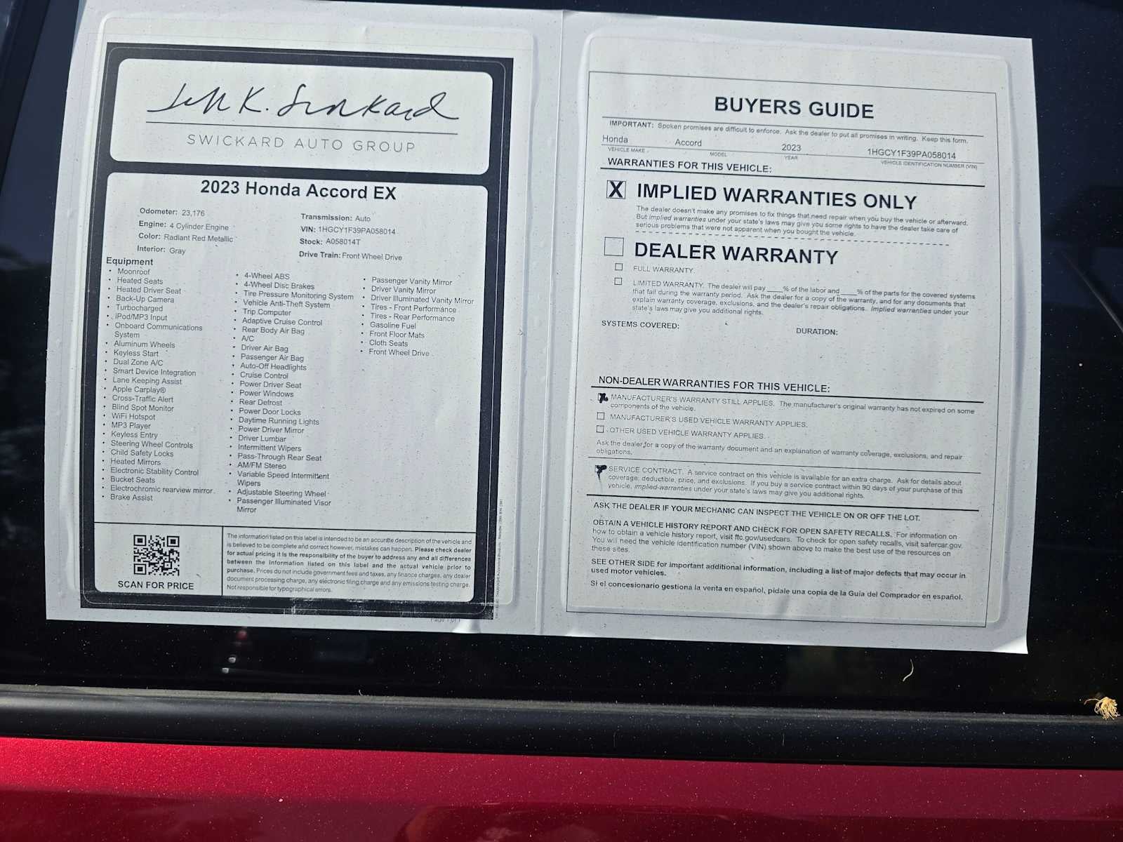 2023 Honda Accord EX