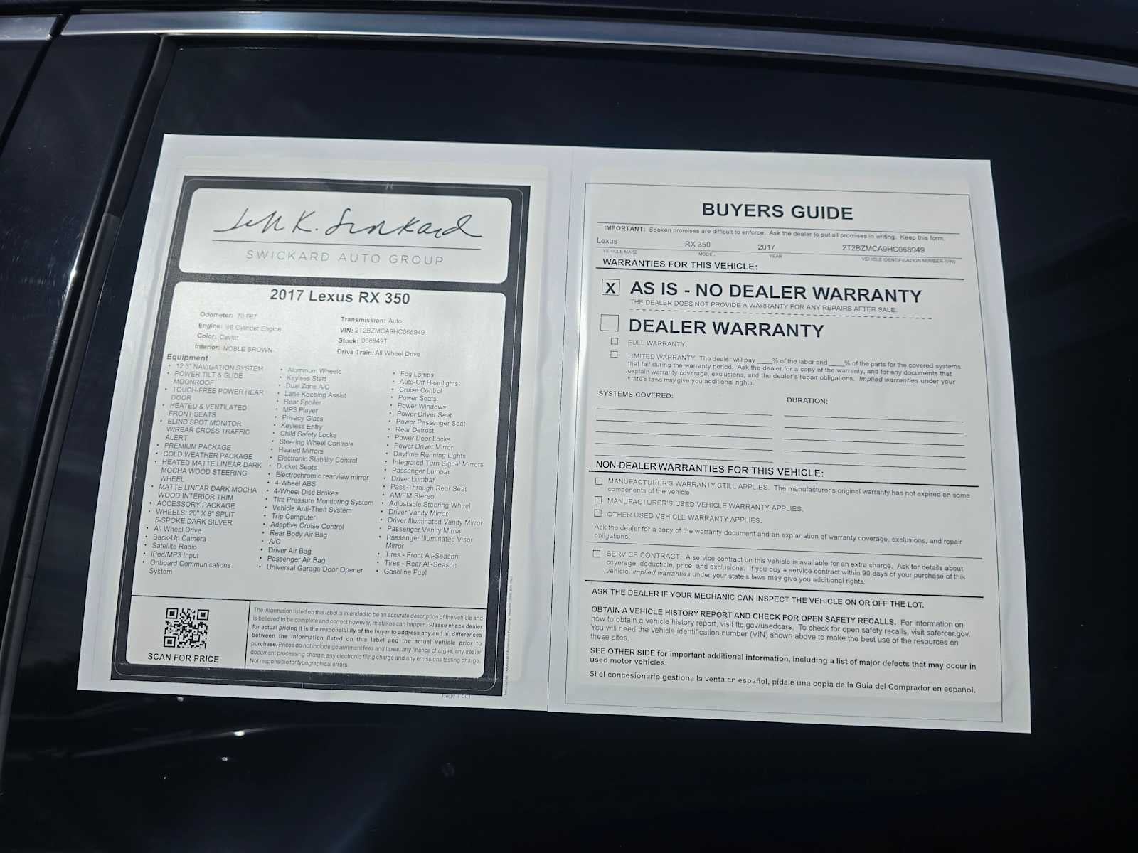 2017 Lexus RX 350 RX 350 AWD