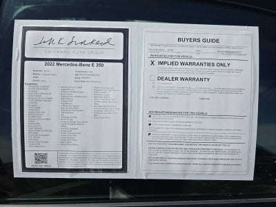 2022 Mercedes-Benz E 350 RWD Sedan