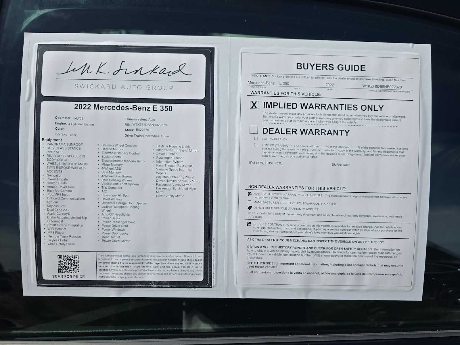 2022 Mercedes-Benz E 350 RWD Sedan