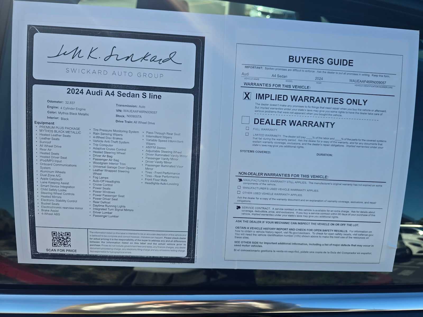 2024 Audi A4 S line Premium Plus