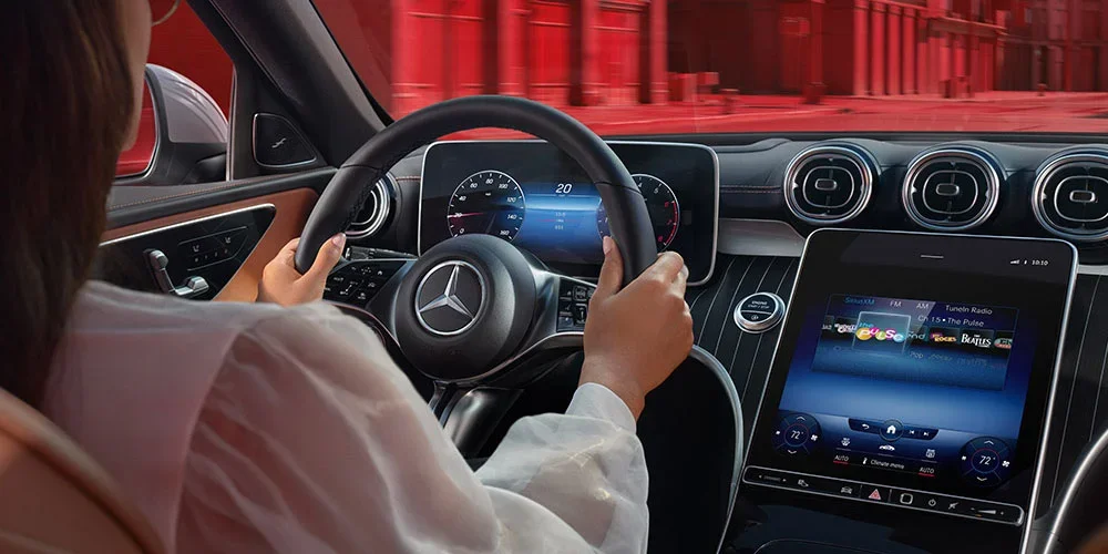 Driver inside a Mercedes-Benz C-Class